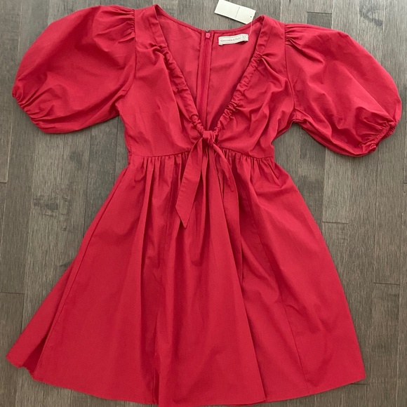 Abercrombie & Fitch Dresses & Skirts - Abercrombie & Fitch Dark Pink Cinch-Front Poplin Mini Dress